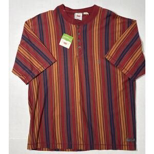 Levis 90's Vintage NEW Mens Henley Shirt 60654 Button Stiped Short Sleeve Large